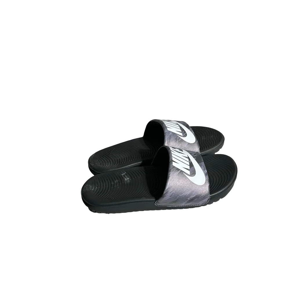 Nike Kawa Kids Slides Black Grey Patterned Sandals DN3970-001 Size 4Y